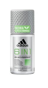Adidas 6 w 1 antyperspirant w kulce, roll-on dla mężczyzn, 50 ml