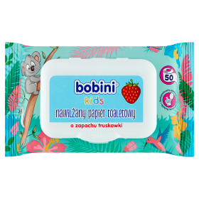 Bobini Kids Nawilżany papier toaletowy o zapachu truskawki 50 sztuk