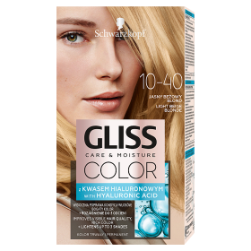 Gliss Color Care & Moisture Farba do włosów trwała z kwasem hialuronowym 10-40 Jasny Beżowy Blond