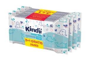 Kindii Pure Water Nawilżane chusteczki 99% wody 4x60 szt ( 3 + 1 gratis )