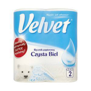 Velvet Pure White Paper towels 2 rolls