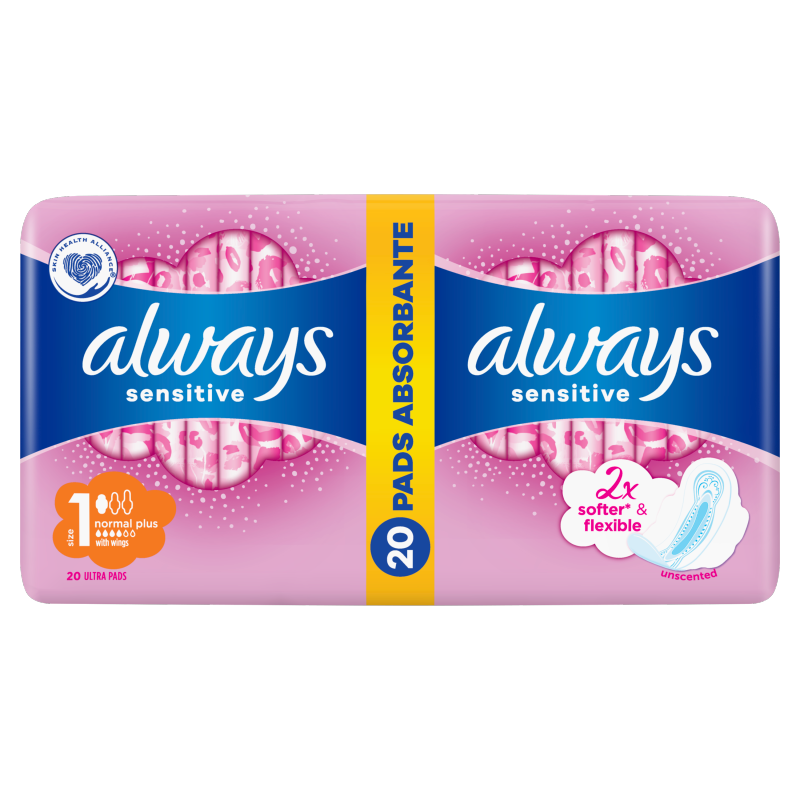 Always Ultra Sensitive Normal Plus Sanitary pads with wings 20 pieces ...