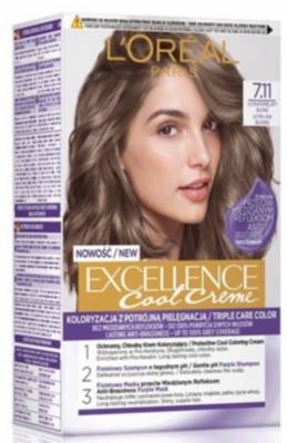 7.11 Ultra Ash Blonde L'Oreal Paris Excellence Cool Creme  hair dye