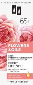 AA Flowers&Oils 65+ Efekt Liftingu Krem przeciwzmarszczkowy na okolice oczu i ust 15 ml