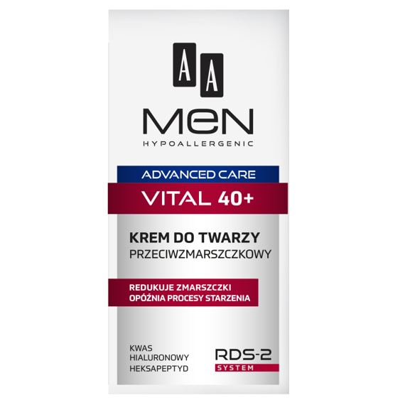 AA Men Hypoallergenic Advanced Care Vital 40+ Krem do twarzy przeciwzmarszczkowy 50ml