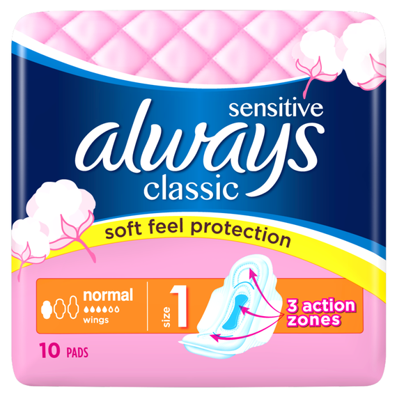 Always Classic Sensitive Normal Sanitary pads 10 pieces
