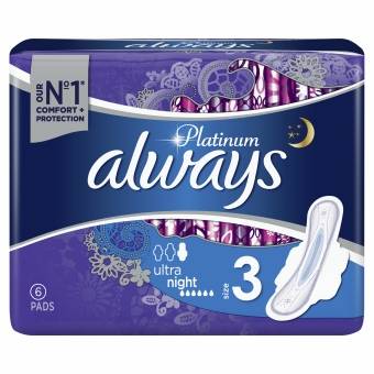 Always Platinum Night (rozmiar 3) Podpaski ze skrzydełkami, 6 sztuk