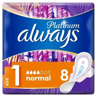 Always Platinum Normal (rozmiar 1) Podpaski ze skrzydełkami, 8 sztuk