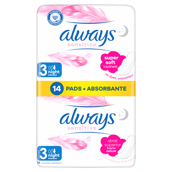 Always Platinum Pads with wings Secure Night, 14 pieces