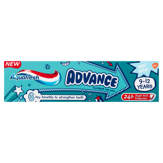 Aquafresh Advance Pasta do Zębów z Fluorkiem 9-12 lat 75 ml