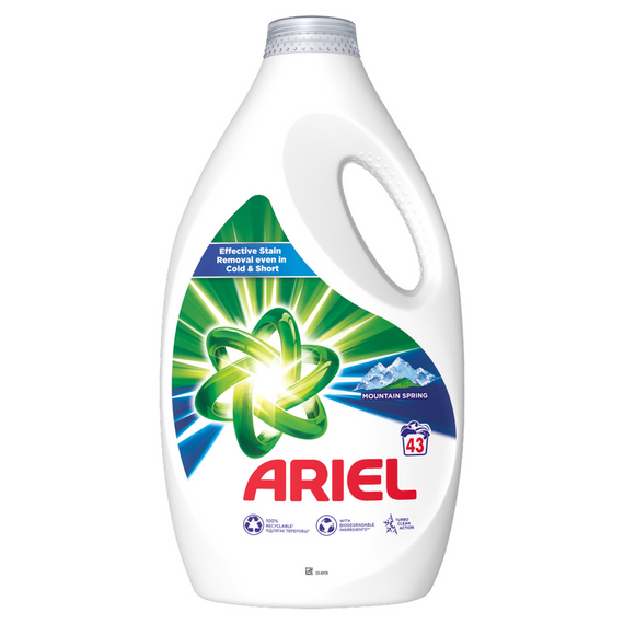 Ariel Liquid Laundry Detergent, 43 Washes, Mountain Spring Clean & Fresh