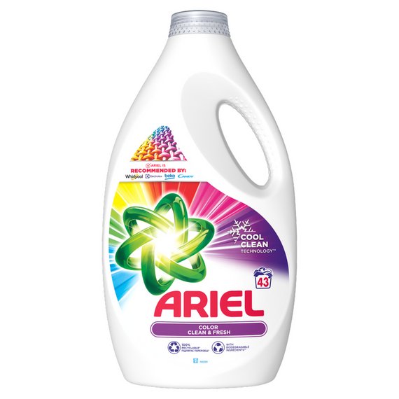 Ariel Liquid Laundry Detergent, 43 washes, Color Clean & Fresh