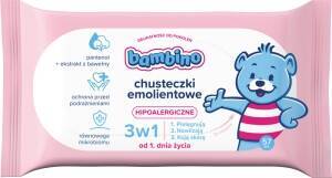 Bambino Chusteczki dla Niemowląt 3w1 Emolientowe Nawilżone (57 sztuk)