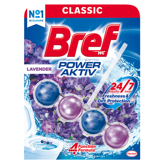 Bref WC Power Aktiv Washing and Fragrance Hanger for Toilet Bowls Lavender 50g