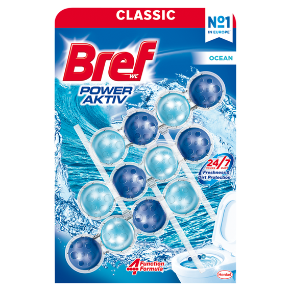 Bref WC Power Aktiv Washing and Fragrance Hanger for Toilet Bowls Ocean 3 x 50 g