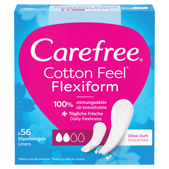 Carefree Cotton Feel Flexiform Fragrance-free panty liners 56 pieces