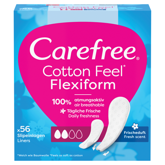 Carefree Cotton Feel Flexiform Pantyliners fresh scent 56 pieces