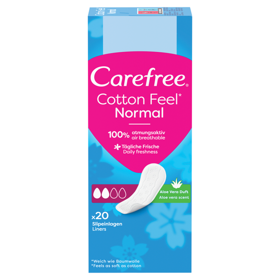 Carefree Cotton Feel Normal Panty Liners Aloe Scent 20 pcs