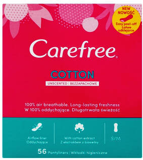 Carefree Cotton Wkładki higieniczne bezzapachowe 56 sztuk