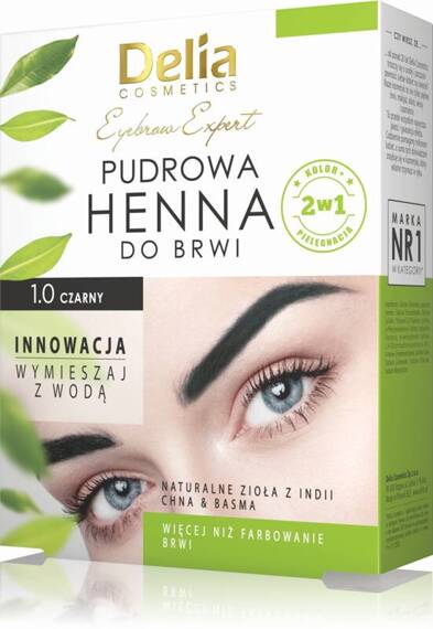 DELIA  pudrowa henna do brwi Eyebrow Expert 4g, 1.0 CZARNA