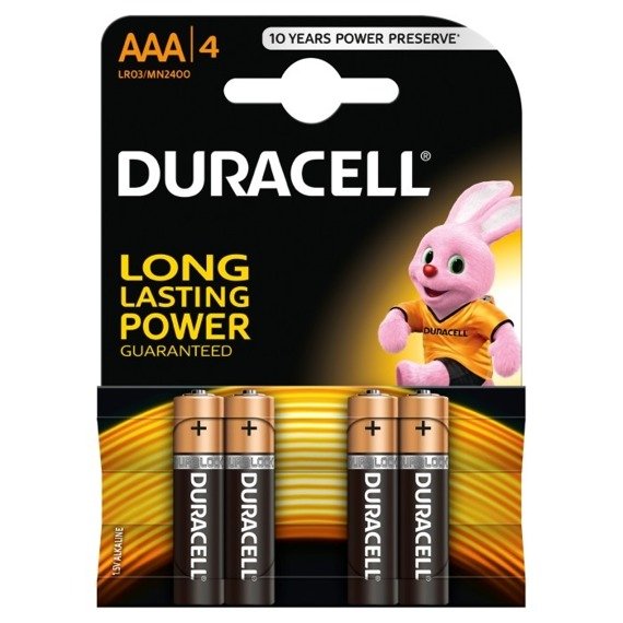Duracell AAA alkaline batteries 4 pieces