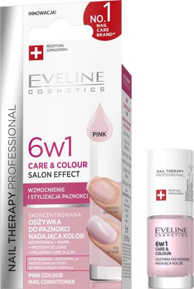 EVELINE COSMETICS Nail Therapy 6w1 odżywka do paznokci różowa Pink 5ml