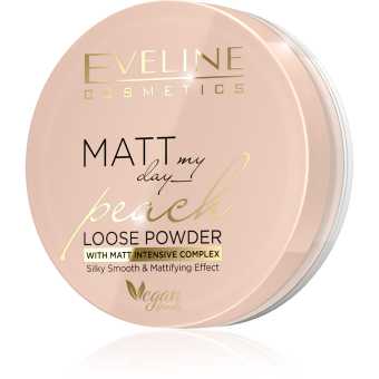 Eveline Cosmetics - MATT My Day Peach Loose Powder Wygładzająco-matujący puder do twarzy 6 g