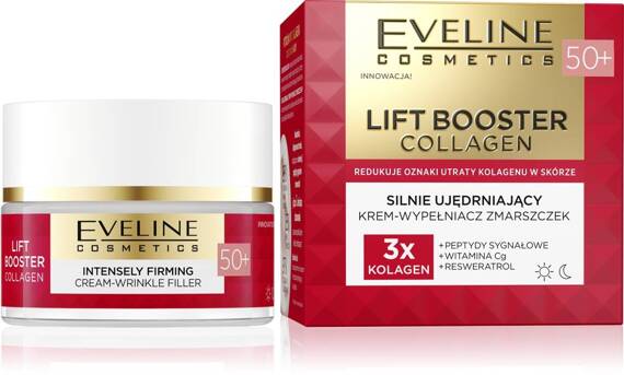 Eveline Lift Booster Collagen 50+ Silnie Ujędrniający Krem-Wypełniacz Zmarszczek 50ml