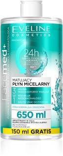 Eveline cosmetics facemed+ matujący płyn micelarny 3w1  650 ml