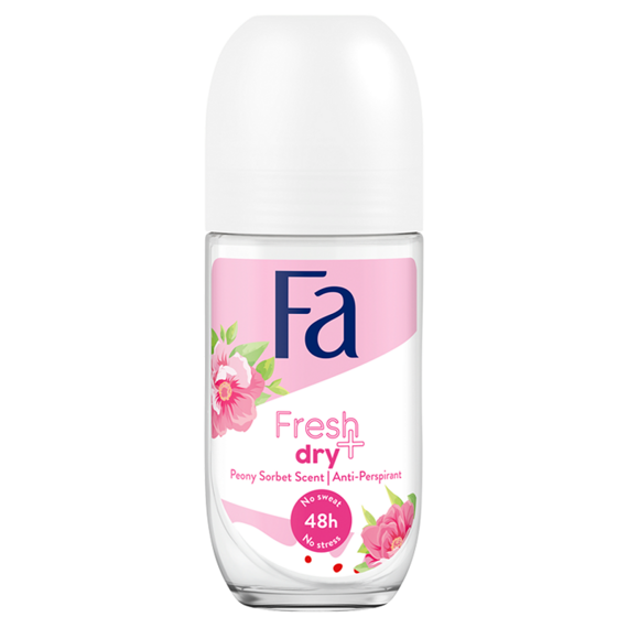 Fa Fresh&Dry Peony Sorbet 48h Roll-on antiperspirant with peony sorbet scent 50 ml