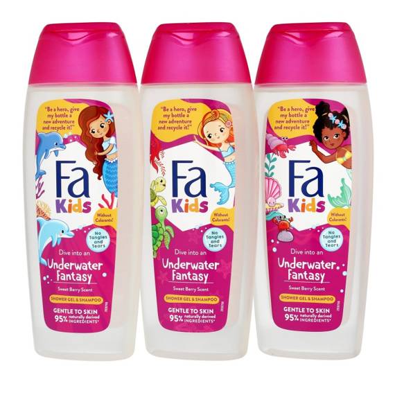 Fa Kids Underwater Fantasy żel pod prysznic i szampon dla dziewczynek o magicznym zapachu słodkich jagód 400 ml