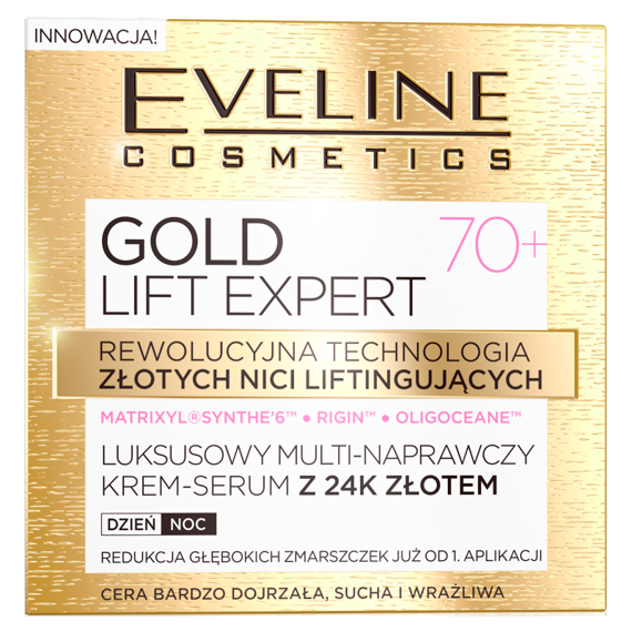 GOLD LIFT EXPERT Luksusowy multi-naprawczy krem-serum z 24k złotem 70+