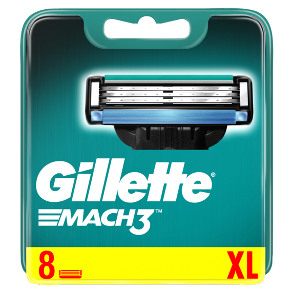 Gillette Mach 3 razor cartridges into 8 pieces
