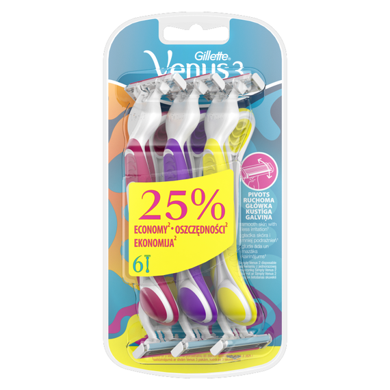 Gillette Simply Venus 3 Plus Shavers 6 pieces