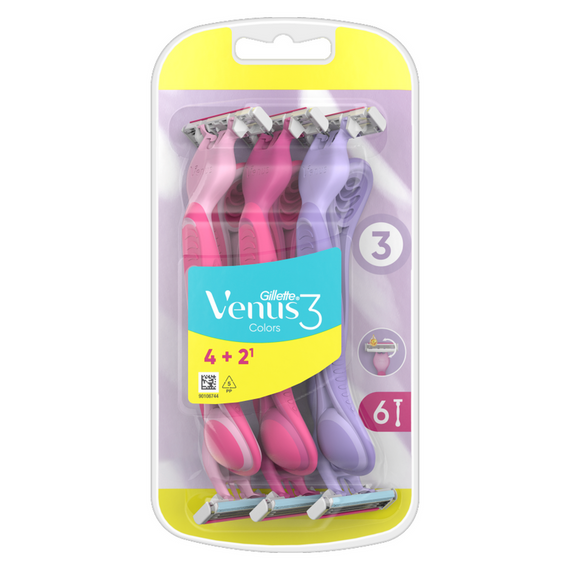 Gillette Venus 3 Colors Disposable razors, number of pieces in the package: 6