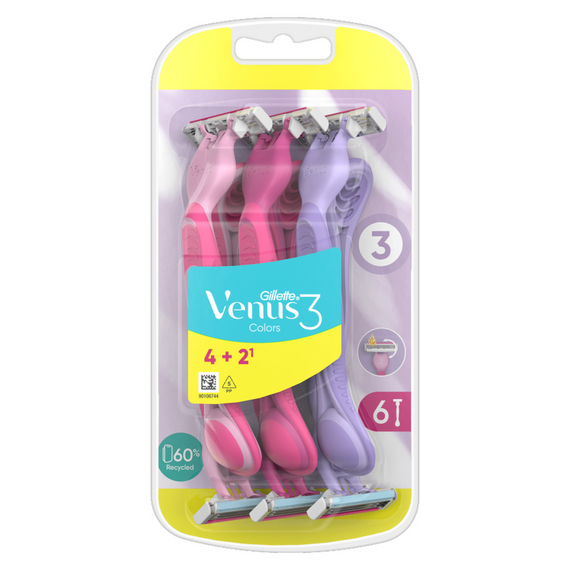 Gillette Venus 3 Colors Disposable razors, number of pieces in the package: 6