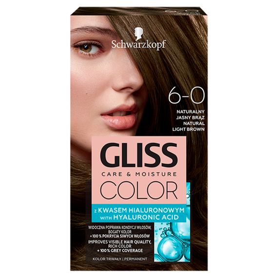 Gliss Color Care & Moisture Hair Dye 6-0 natural light brown 