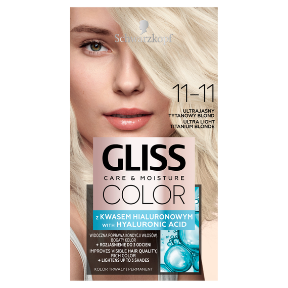 Gliss Color Care & Moisture Permanent Hair Dye 11-11 Ultra Light Titanium Blonde