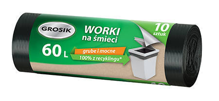 Grosik Worki na śmieci Mocne 60L 10 sztuk czarne