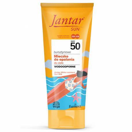 JANTAR SUN bursztynowe wodoodporne mleczko do opalania SPF 50, 200 ML