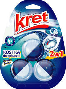 Kret Bio Kostka do spłuczki z aktywatorem enzymatycznym 2w1 Ocean fresh 150 g (3 x 50 g)