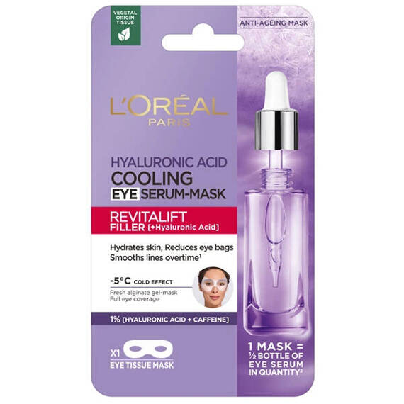 L'Oréal Paris Cooling Eye Serum Mask with Pure Hyaluronic Acid and Caffeine 11g