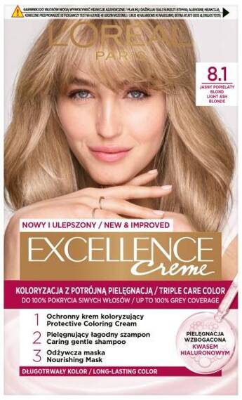 L'Oréal Paris Excellence Creme Farba do włosów 8.1 Jasny popielaty blond