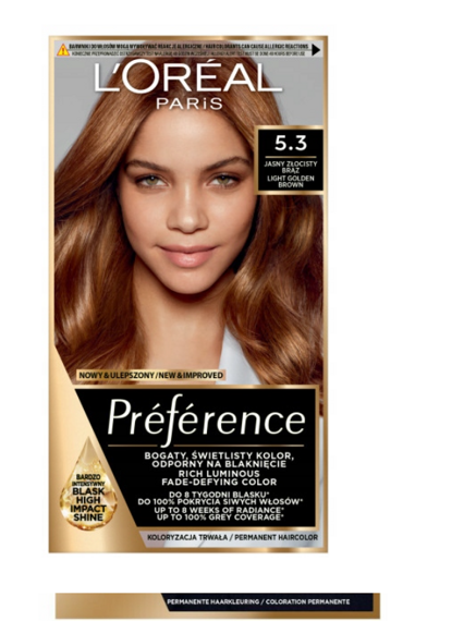 L'Oréal Paris Préférence Hair Color 5.3 Virginia Light Golden Brown