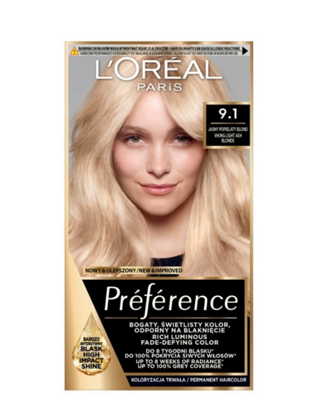 L'Oréal Paris Préférence Hair Color 9.1 Oslo Very Light Ash Blonde