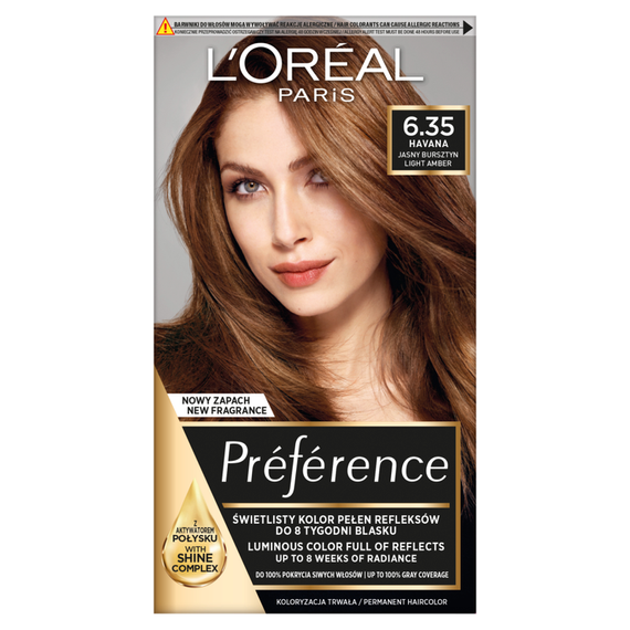 L'Oréal Paris Préférence Hair Dye Light Amber 6.35 Havana