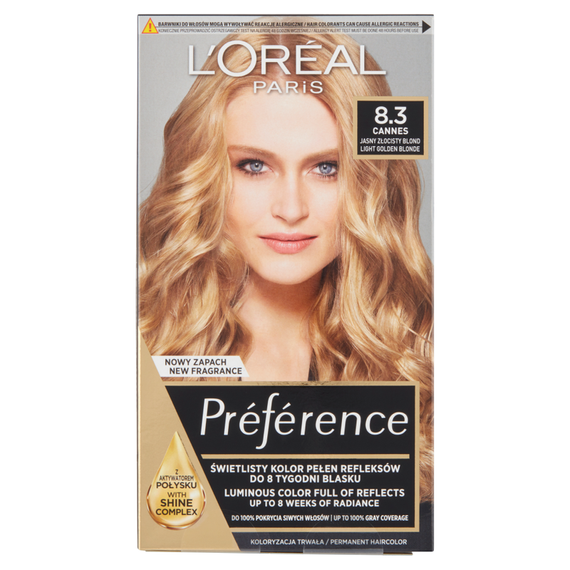 L'Oréal Paris Préférence Hair Dye Light Golden Blonde 8.3 Cannes