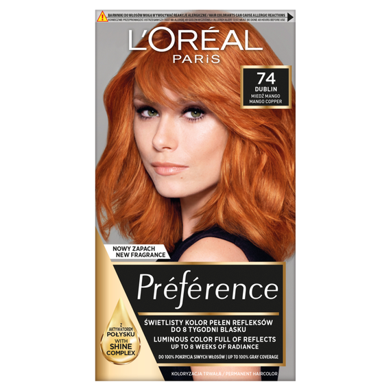 L'Oréal Paris Préférence Hair dye copper mango 74 Dublin