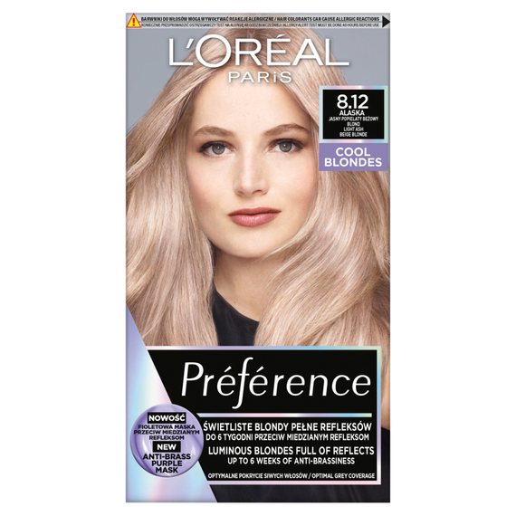 L'Oréal Paris Préférence Hair dye light ash beige blonde 8.12 Alaska