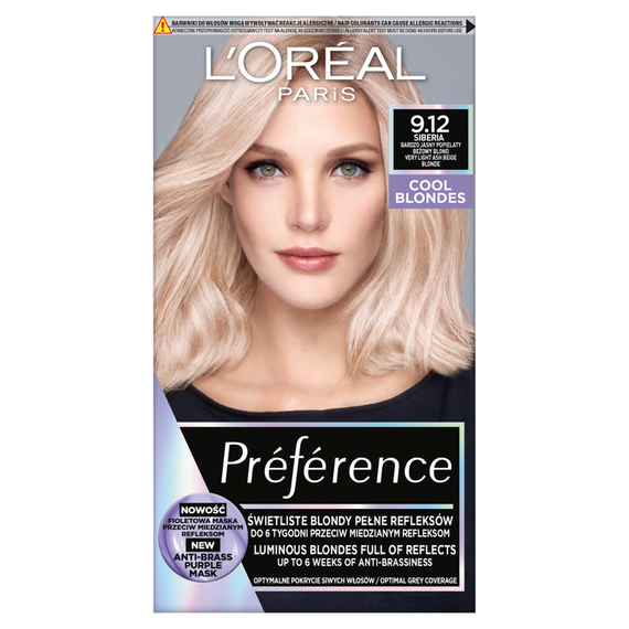 L'Oréal Paris Préférence Hair dye very light ash beige blonde 9.12 Siberia